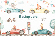 Racing cars watercolor collection, an Animal Illustration by Marina Ermakova (Thumbnail 1 of 11)