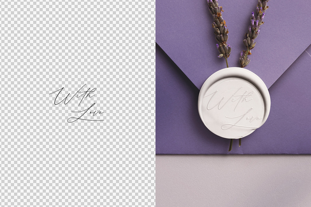 Envelope with Wax Seals and Lavender, a Product Mockup by Custom Scene (Photo 11 of 11)