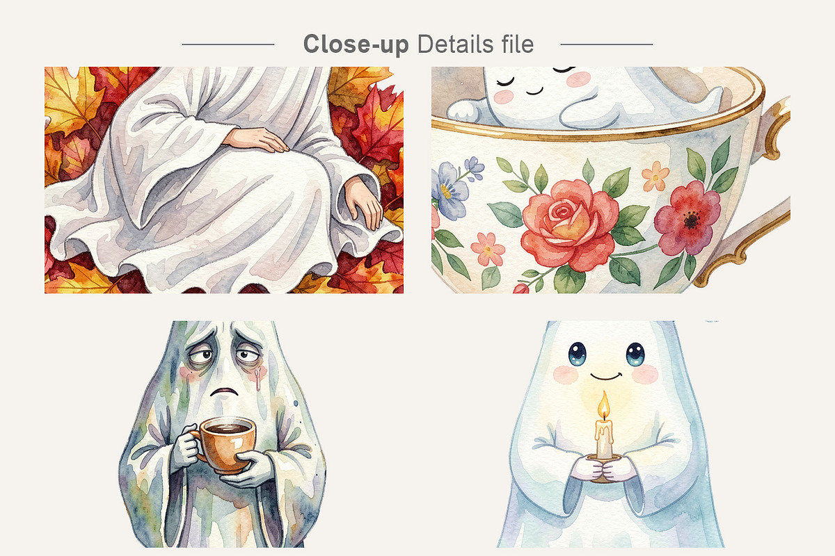 Sleepy Ghost Watercolor Sublimation, an Illustration by Artnoy (Photo 4 of 8)