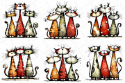 Whimsical Christmas Cats Clipart, a Texture Illustration by DreamPrint404 (Thumbnail 5 of 6)