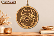 Santa Claus Face Christmas Laser Cut, a Seasonal Illustration by CraftArtStudio (Thumbnail 1 of 3)