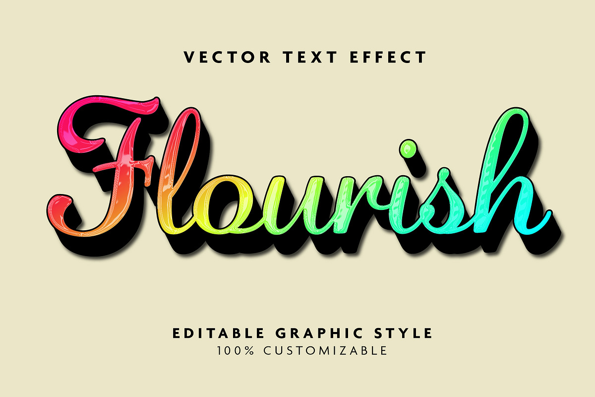 Colorful Gradient Script Text Effect