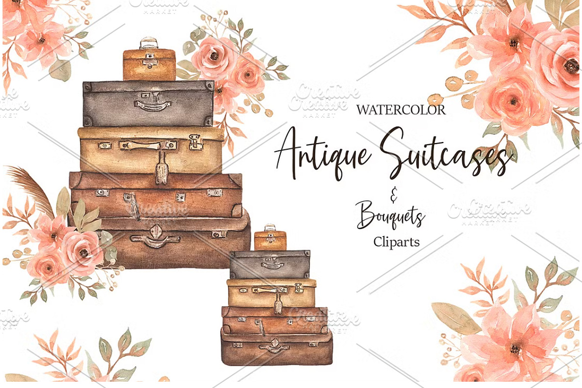 Watercolor Vintage Suitcase, a Decorative Illustration by MayaNavits (Photo 3 of 3)