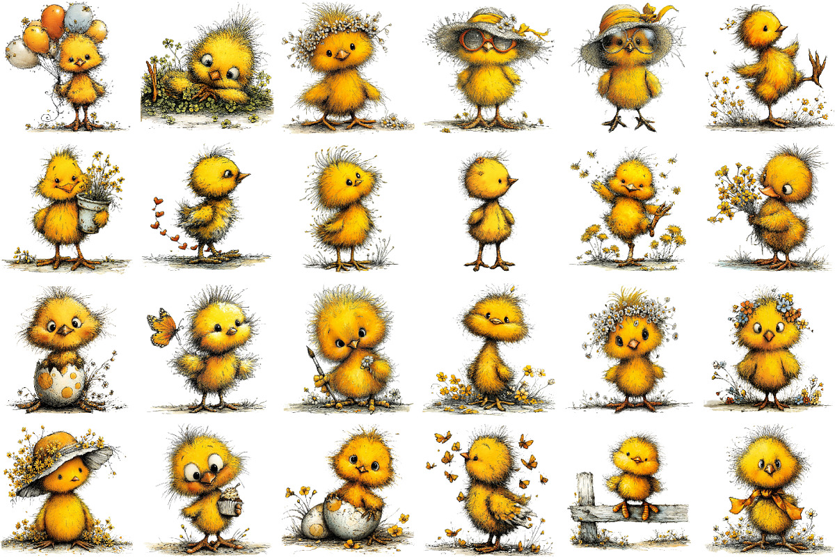 Whimsical Easter Chick Clipart, an Illustration by designcity5 (Photo 2 of 5)