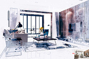 Interior Watercolor Painting, an Action Add-On by MRI STUDIO (Thumbnail 4 of 11)