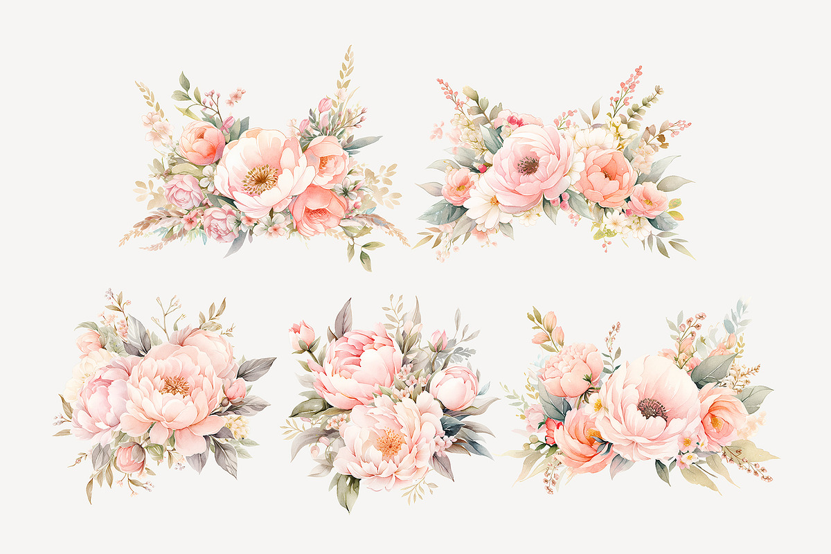 Dusty Rose Floral Clipart, a Decorative Illustration by Primrose Blume (Photo 3 of 4)