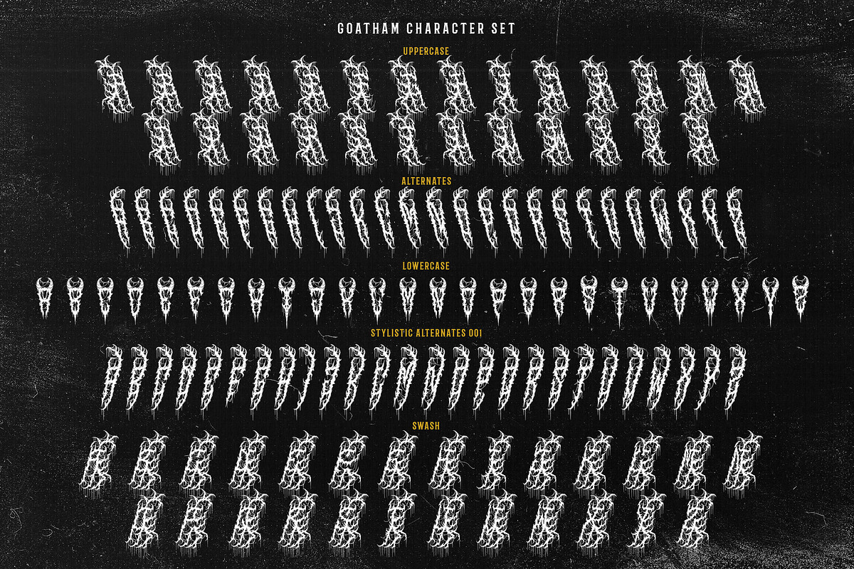 GOATHAM DEATH METAL FONT, a Blackletter Font by Fonday Studio (Photo 15 of 17)