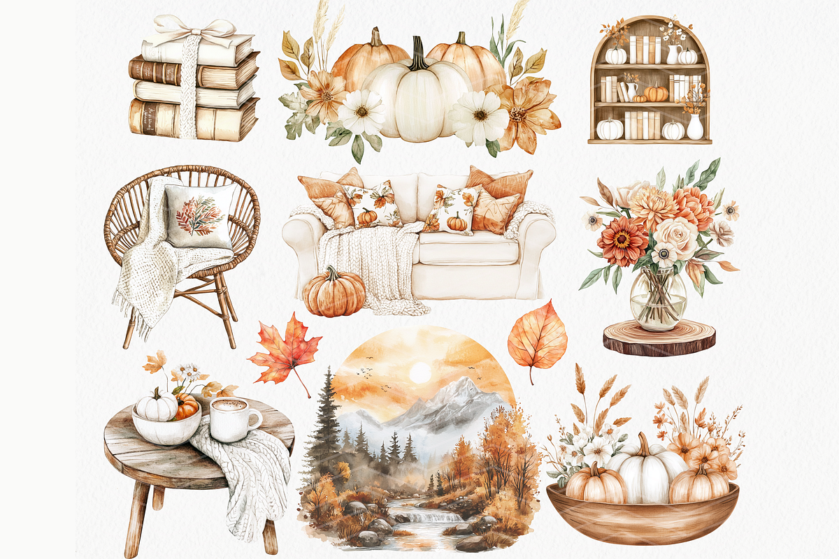 Boho Fall Clipart Bundle, a Seasonal Illustration by ClipArtCharm (Photo 5 of 6)