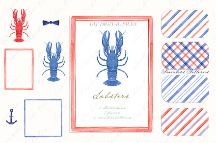 Watercolor Lobster Clipart, an Illustration by LABFcreations