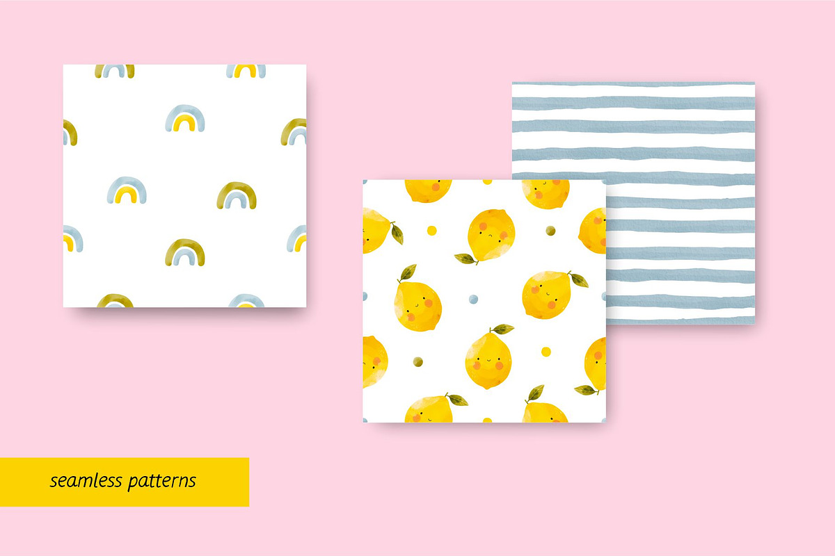Cute Watercolor Lemon, a Decorative Illustration by MilaCreator (Photo 2 of 6)