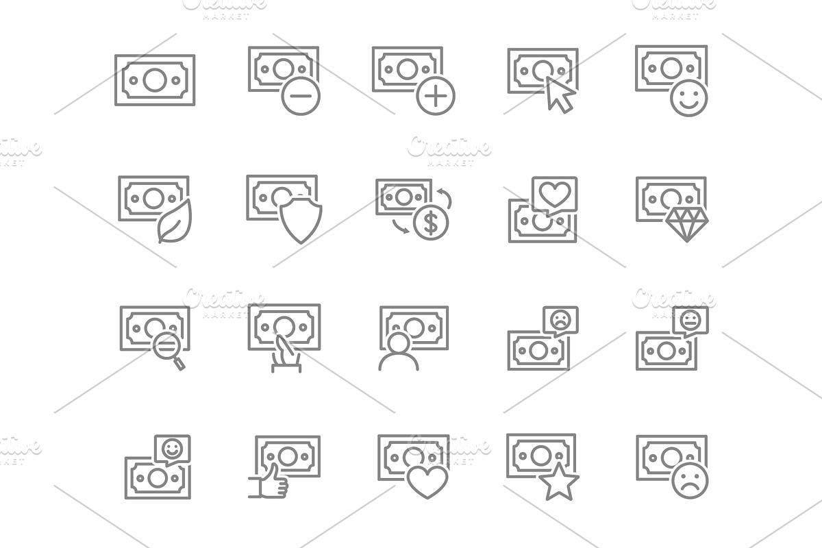 Set of money line icon. Flying cash, an Object Illustration by GraphiShop