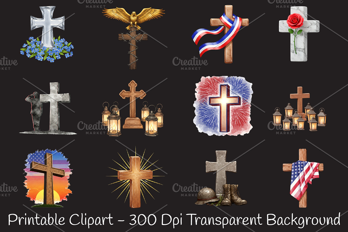 Memorial Day Cross Sublimation Png, an Illustration by RobertsArt (Photo 2 of 3)
