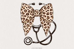 Leopard Nurse Coquette Bow Png, an Illustration by SharpMarketplace