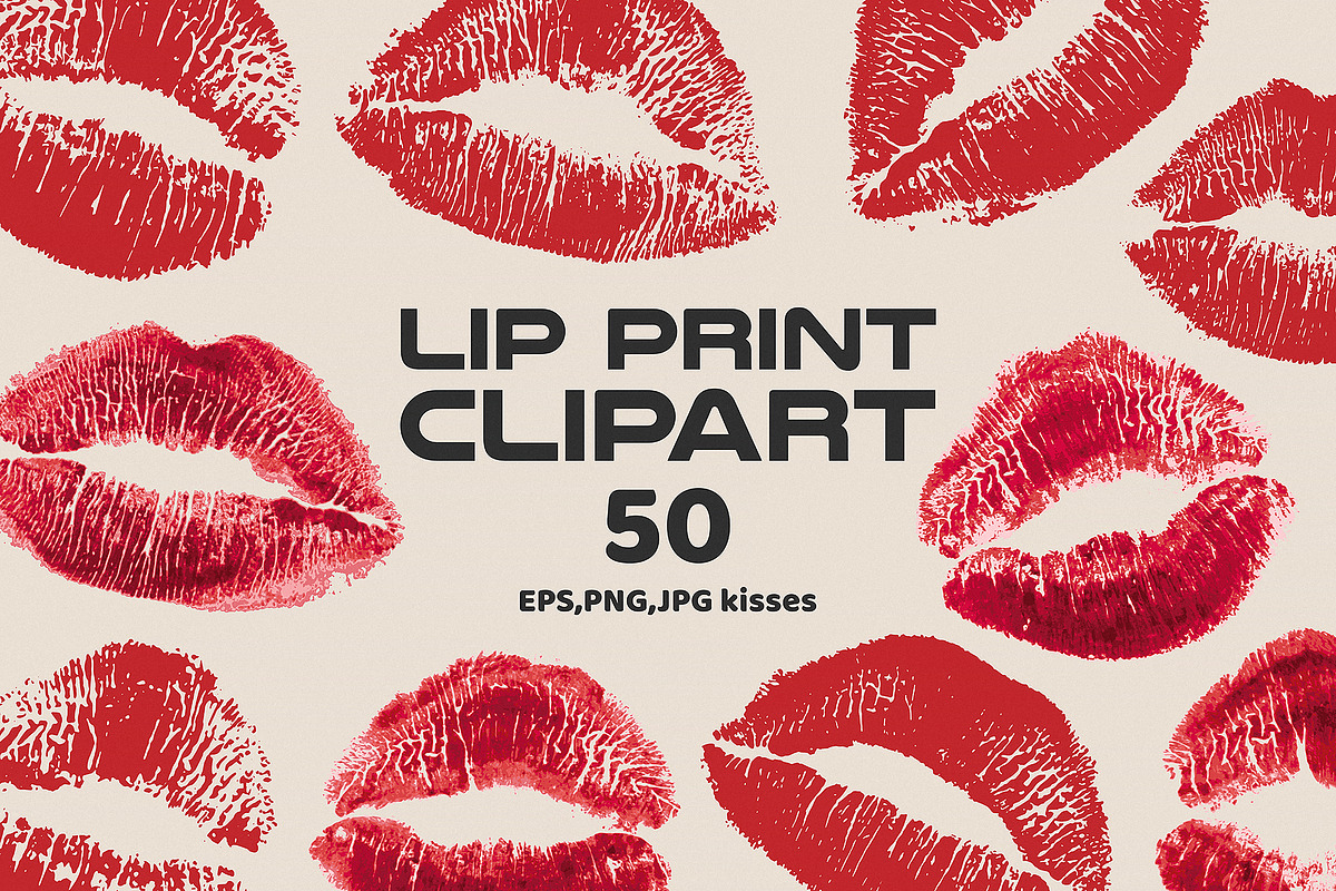 50 Red Lipstick Kiss Prints Clipart, an Object Graphic by Kokoshka (Photo 1 of 4)