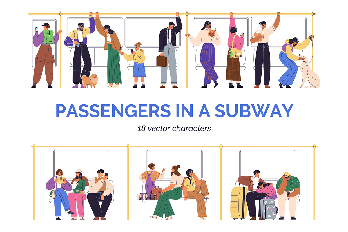 Passengers in subway train set, a Transportation Illustration by Good Studio (Photo 1 of 5)