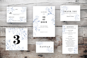 Blue branch wedding card set
