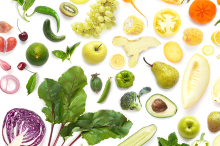 Pattern  of vegetables and fruits stock photo containing above and abstract