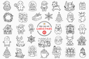 Christmas Line Art Bundle Clipart