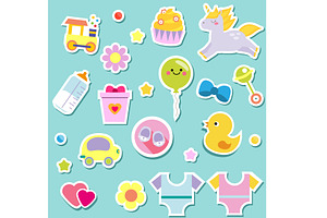 Baby Stickers Vector Set