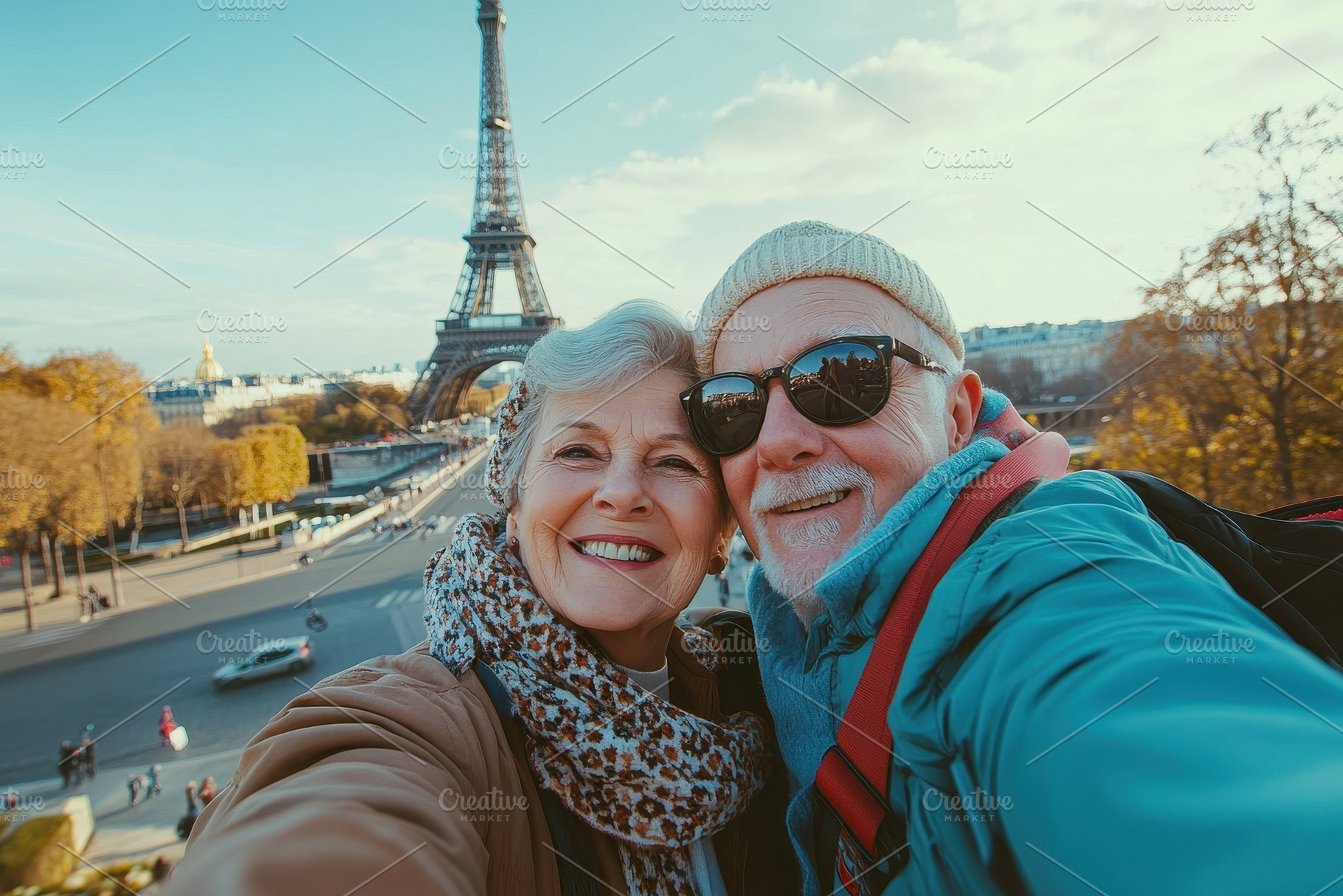 Older couple poses for a selfie, a Photo by Pavel_design