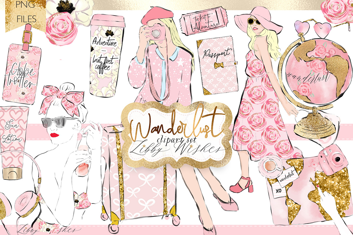 Travel Vacation Wanderlust clipart, an Illustration by Libby Wishes (Photo 1 of 9)