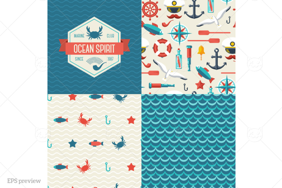 Ocean Patterns Set preview 3