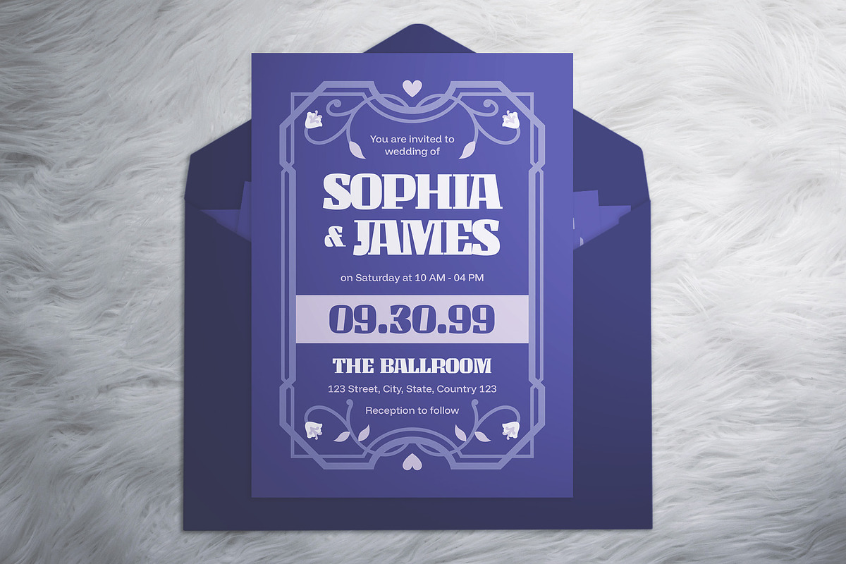 Purple Bold Wedding Invitation Suite, an Invitation Template by The Good Store (Photo 2 of 4)