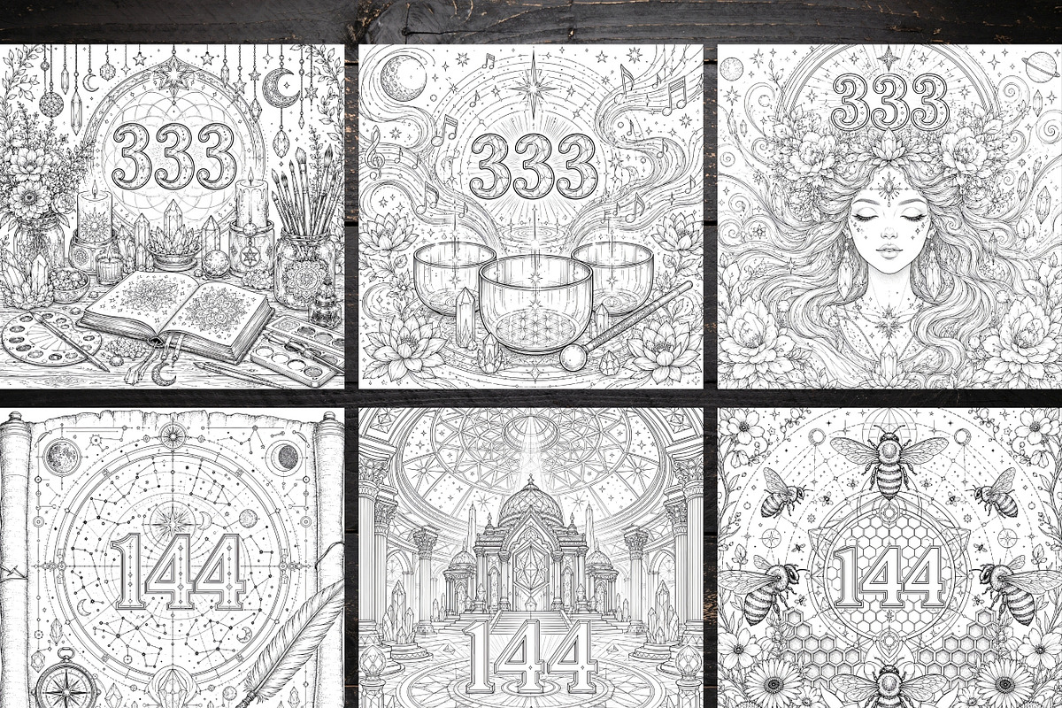 Starseed Angel Number Coloring Pages, a Brochure Template by LA Design (Photo 3 of 10)