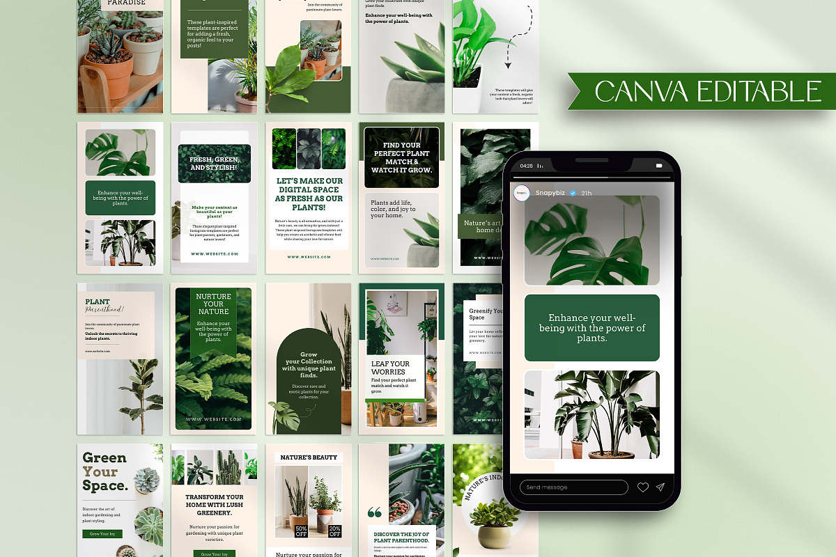 Editable Plant Canva Story Template, a Social Media Template by Snapybiz (Photo 6 of 11)