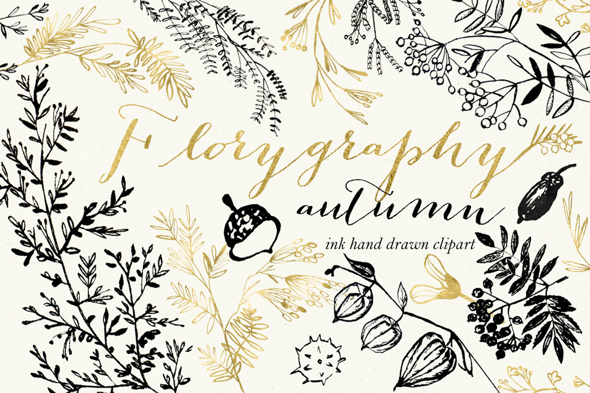 Florygraphy. Autumn. Ink clipart, an Illustration by LABFcreations (Photo 2 of 4)