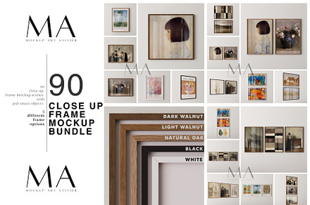 90 Close up Wood Frame Mockup Bundle, a Household Mockup by Mockup Art Atelier