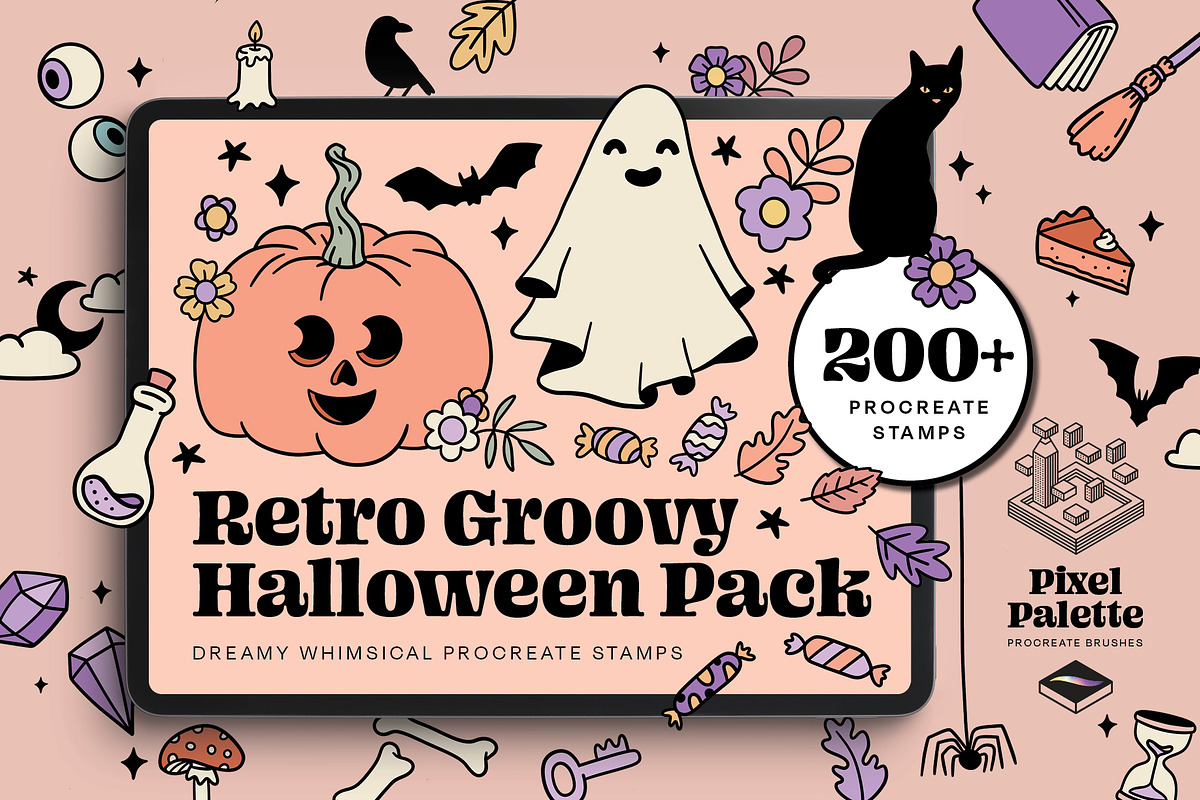 Procreate Retro Groovy Bundle, a Brush Add-On by Pencil Twist (Photo 3 of 13)