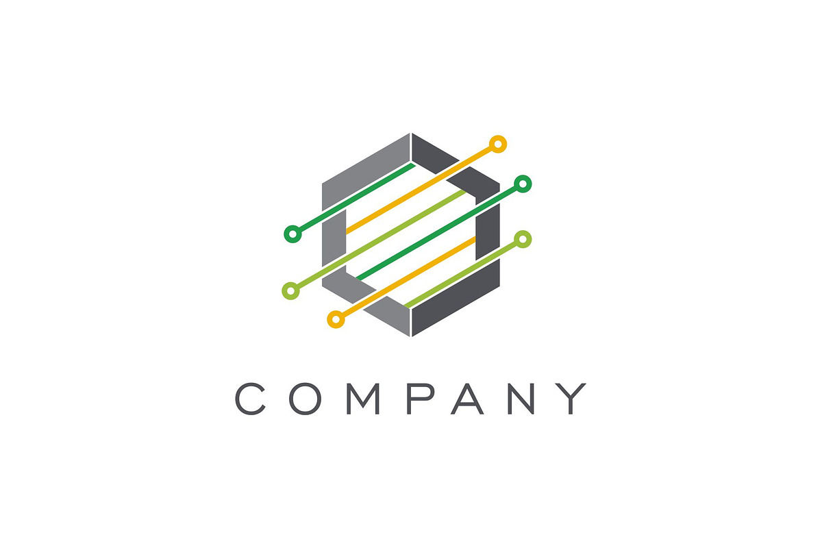 Hexagon Tech with Branches Dots Logo, a Branding & Logo Template by Buqancreative