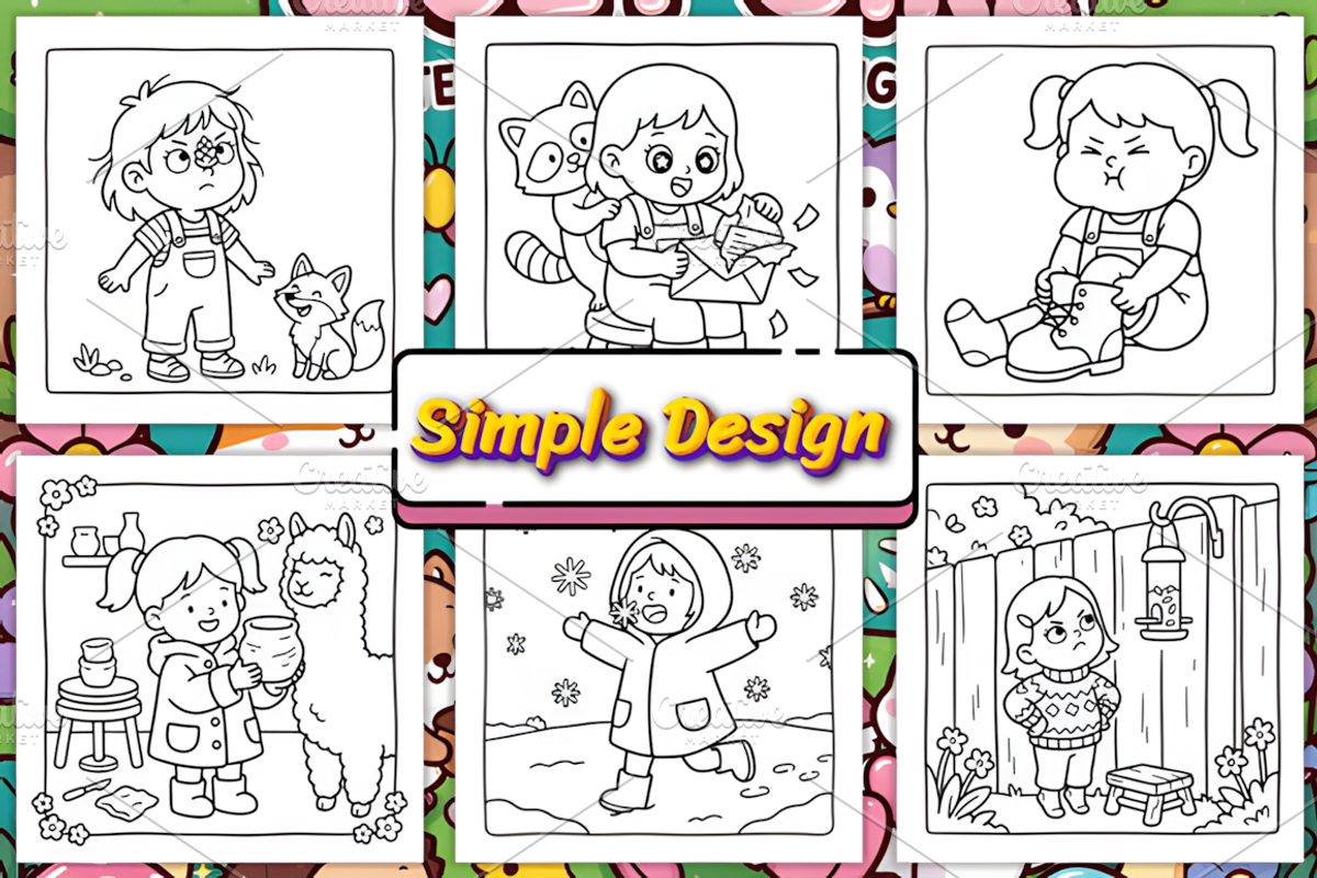 Cozy Girl Moments Coloring Pages, a Person Illustration by Coco Bloom (Photo 3 of 4)