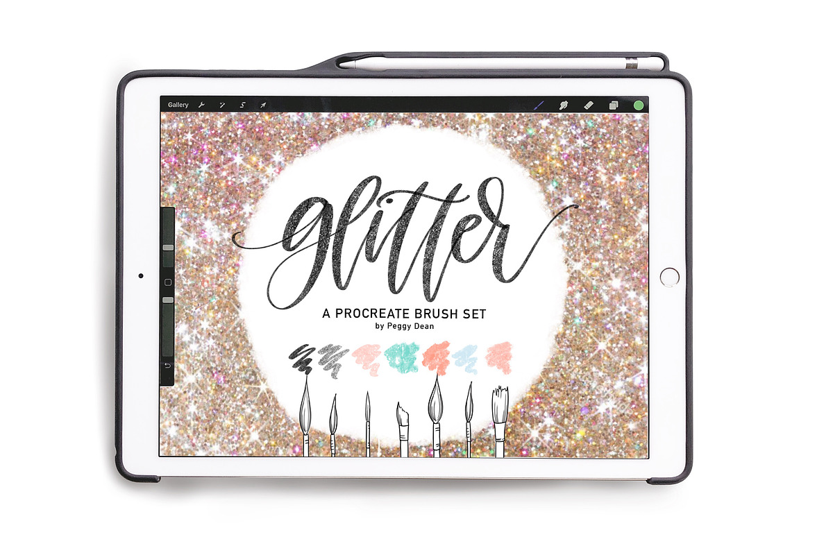 Glitter Procreate 7 Brush Bundle, a Brush Add-On by The Pigeon Letters (Photo 1 of 4)