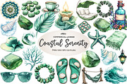 Summer Coastal Serenity Clipart, an Illustration by CreationArt (Thumbnail 1 of 5)
