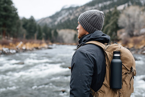 Man with backpack and beanie stand, a Sports & Recreation Photo by MistyDay