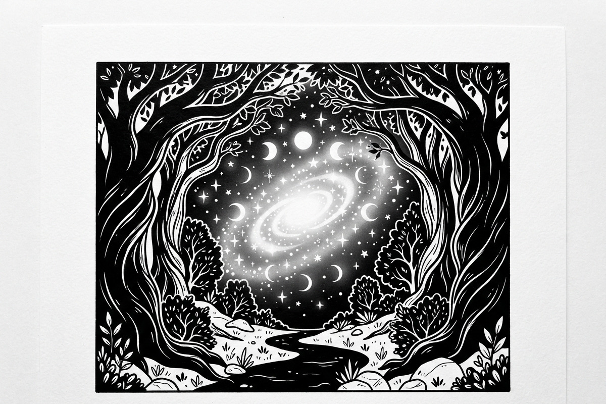50 Mystical Galaxy Forest Silhouette, a Technology Illustration by Amazin_art (Photo 26 of 41)