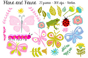 Butterflies Flowers Clip Art
