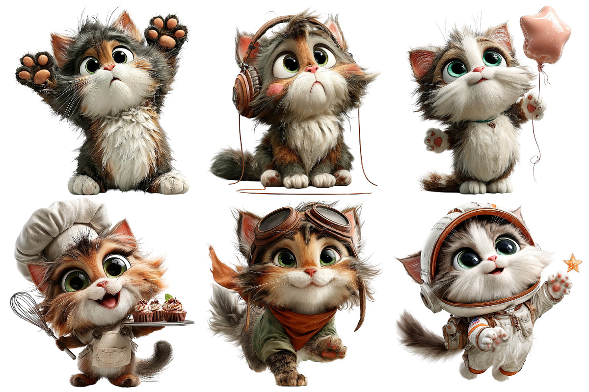 Cute Cat Clipat Bundle, an Icon by Pixels.Craft (Photo 6 of 6)