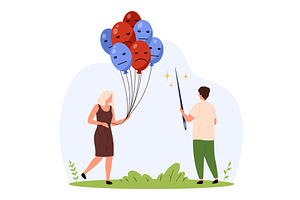 Stress Relief Support Art, a Person Illustration by Flashvector
