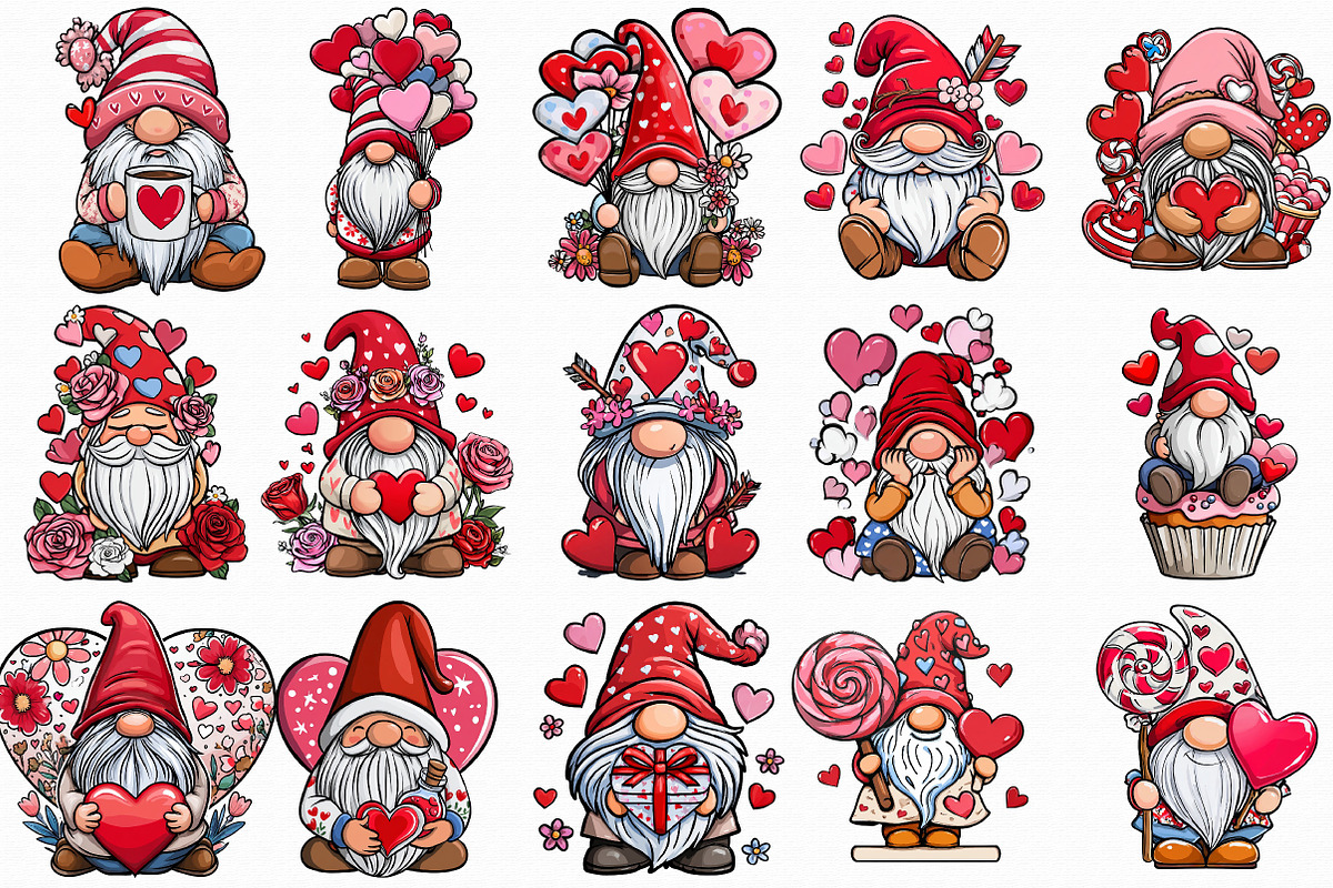 Valentine Gnome Clipart, an Illustration by Libby Wishes (Photo 2 of 7)