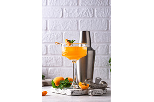 Fresh apricot Bellini cocktail with, a Food & Drink Photo by Yulia Furman