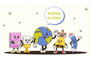 Back to school banner. Groovy, an Object Illustration by Valerie Bodnar