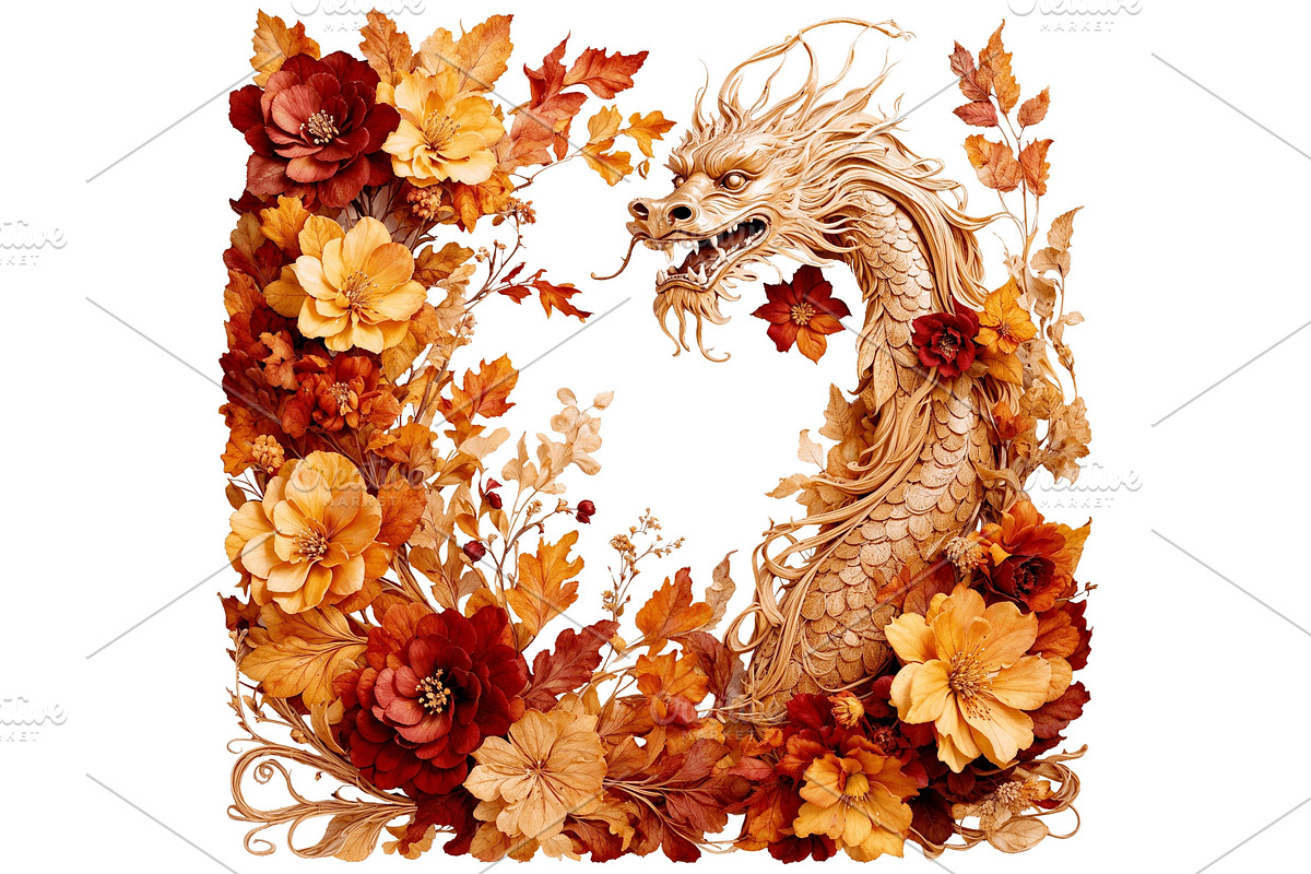 Autumn Dragons Clipart Set PNG, a Decorative Illustration by Floraphoria (Photo 9 of 9)