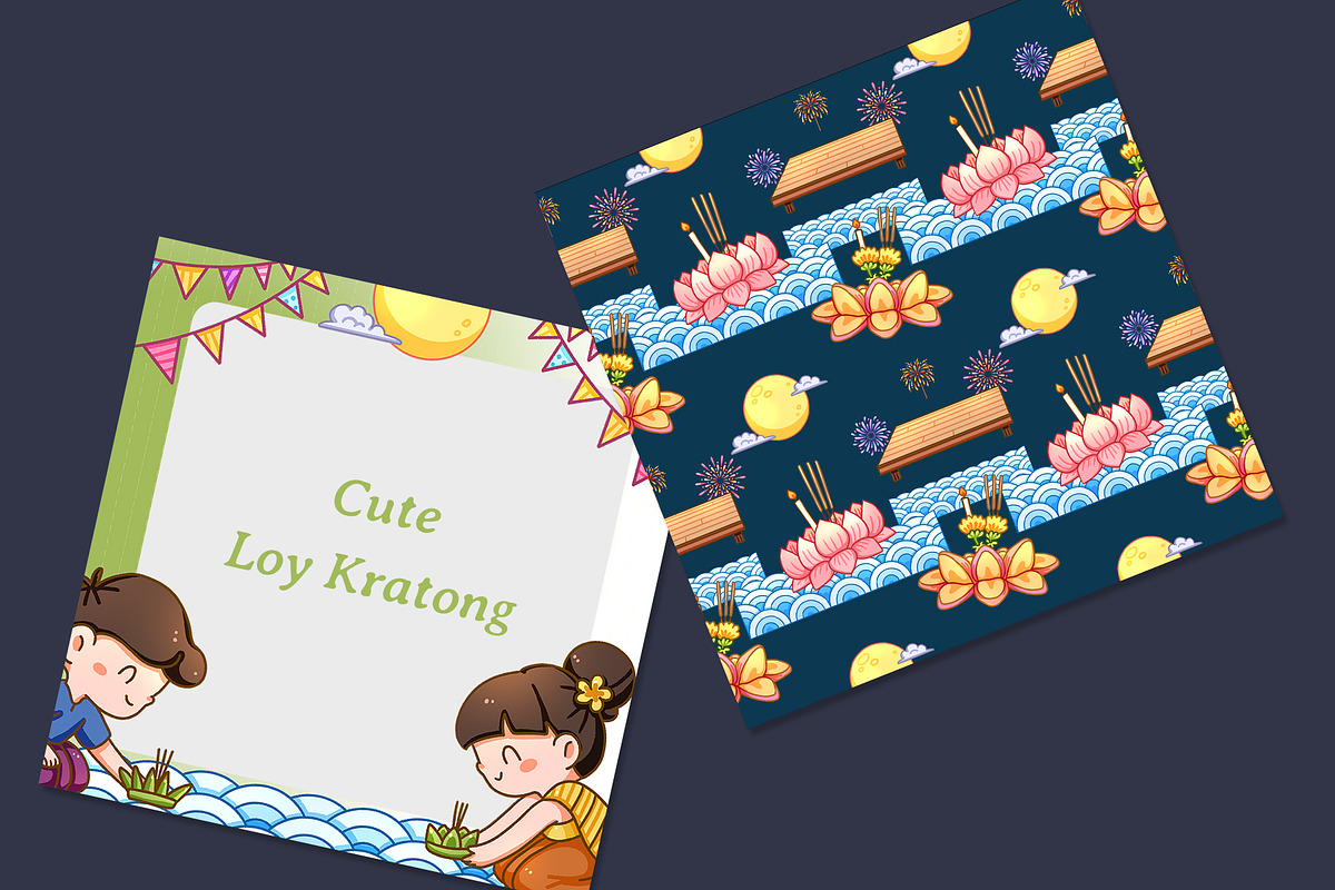 Cute Loy Kratong Festival Digital, a Seasonal Illustration by CreativeValuation (Photo 12 of 12)