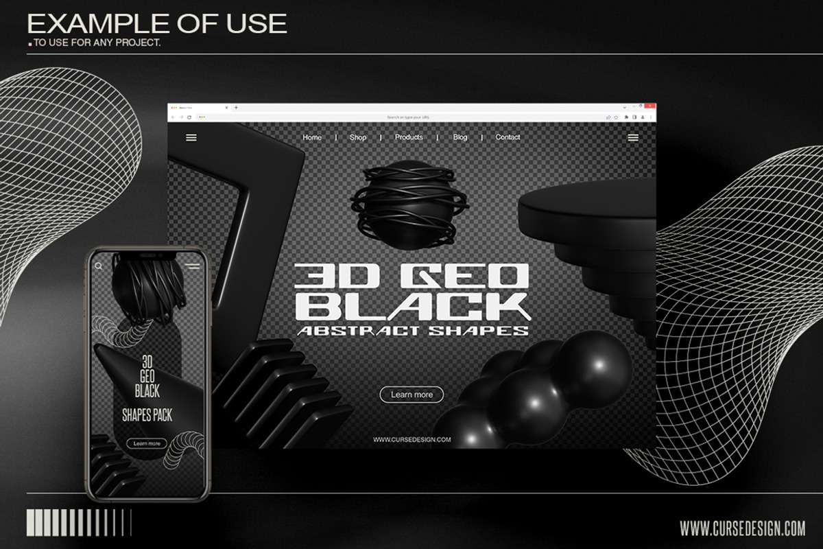 240 Black Abstract 3D Shapes, an Object Graphic by Cursedesign (Photo 5 of 6)