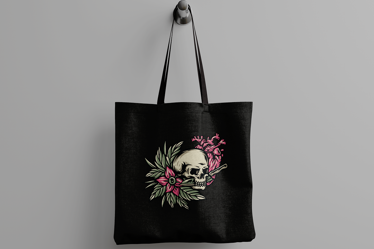 Skull with flowers and heart, an Object Illustration by nomlimo.com (Photo 2 of 3)