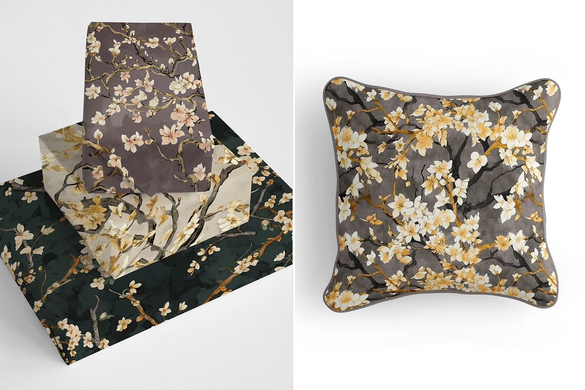 Almond Tree Branch Patterns, a Pattern Graphic by Ninterints