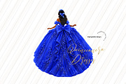 Royal Blue Tan skin Princess Clipart, a Person Illustration by Sunflower Day Love (Thumbnail 3 of 3)